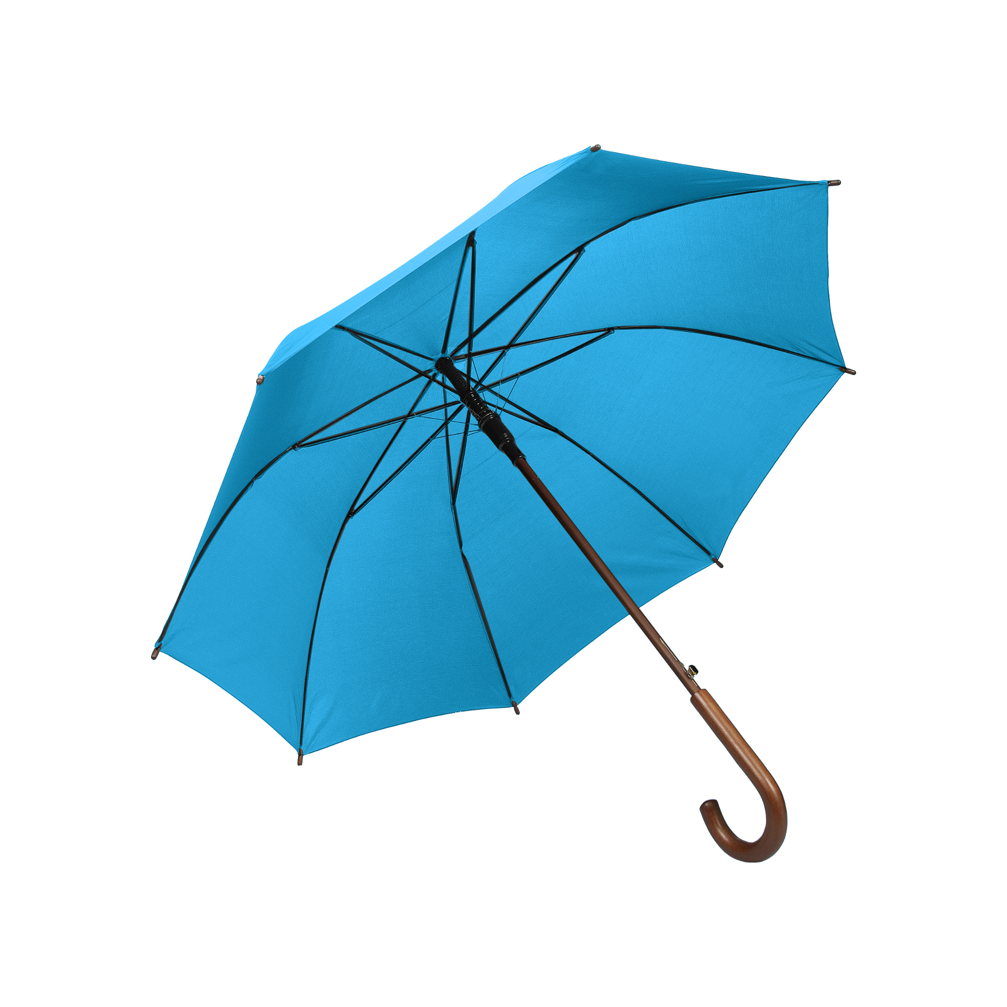 Parasol OXFORD z drewnianą rączką błękitny - obrazek 4