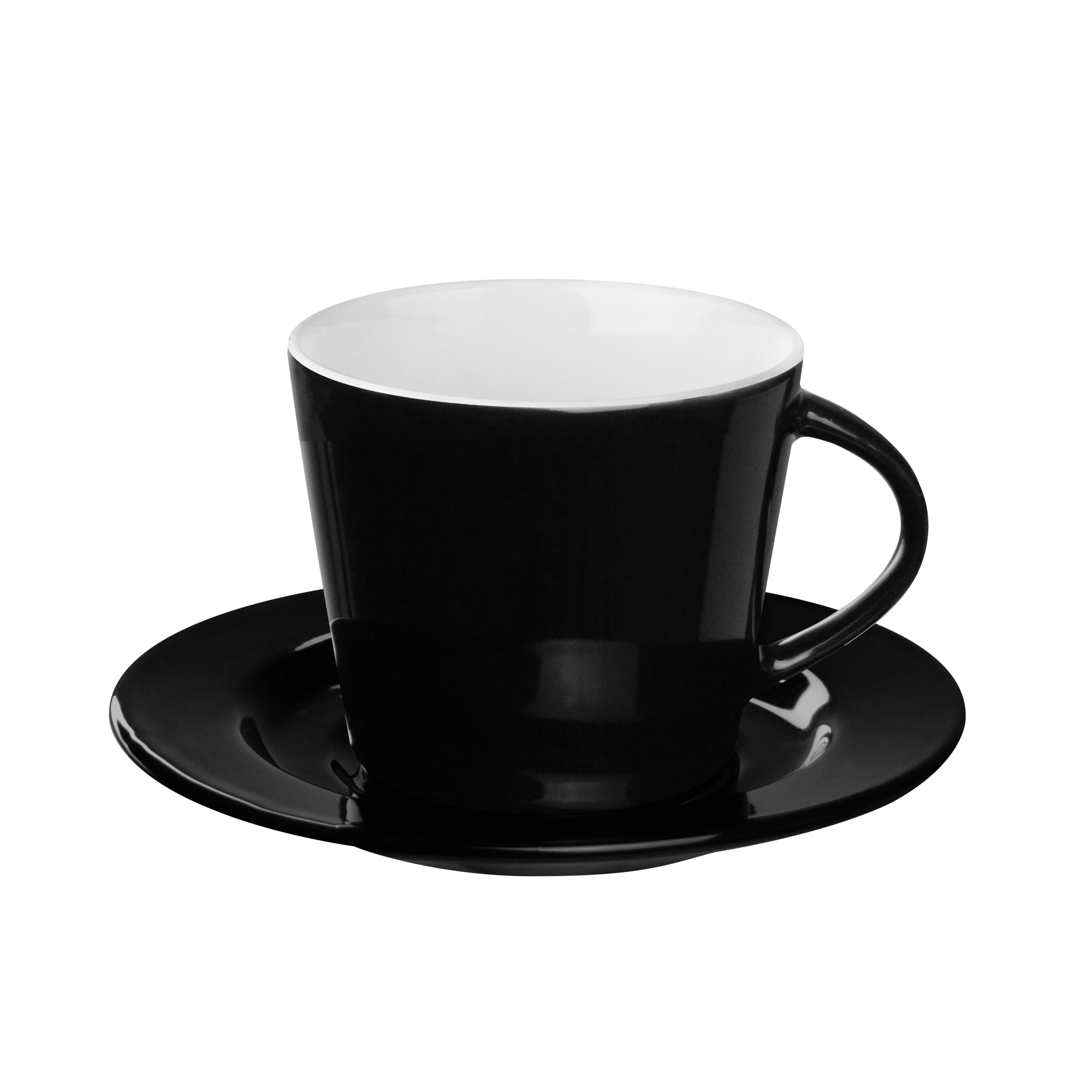 Cup with saucer IZA black and white 210 ml